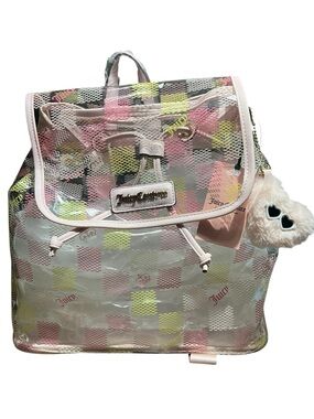 Juicy Couture Clear Pink Event Drawstring And Snap Backpack